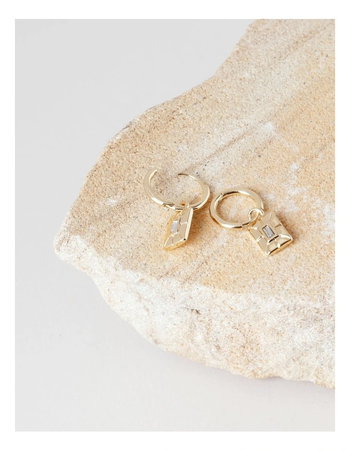 Square Gem Earring in Gold image 2