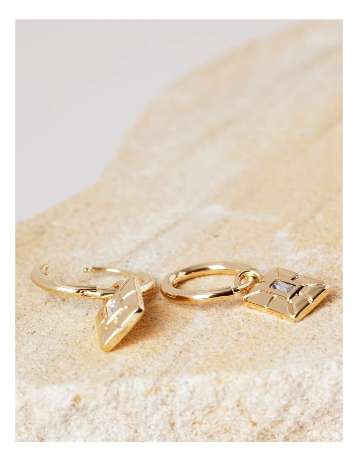 Square Gem Earring in Gold image 3
