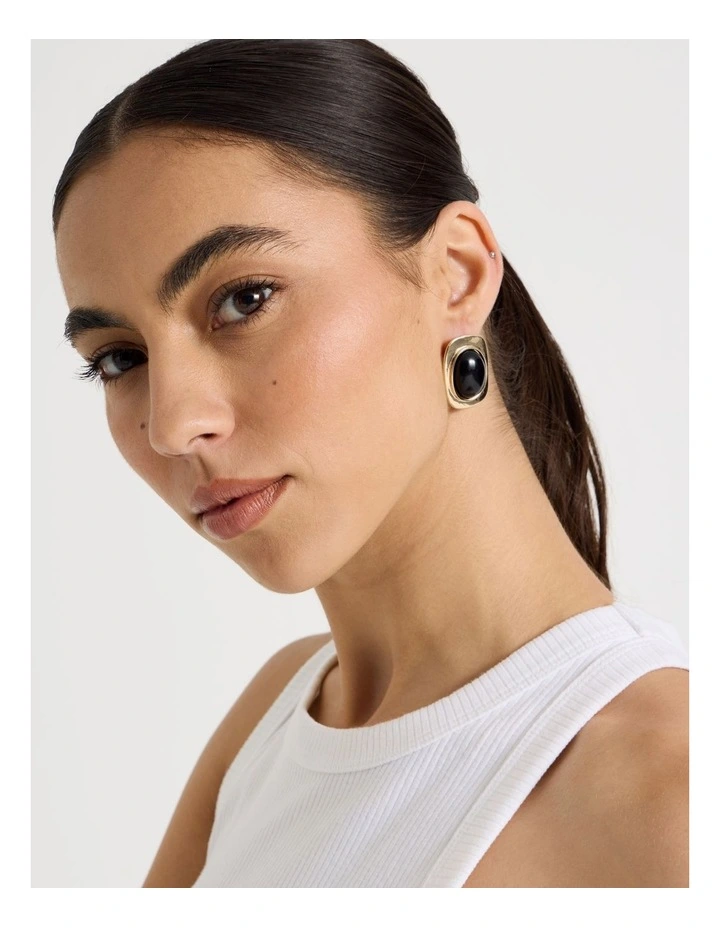 Stone Earrings in Jet image 4