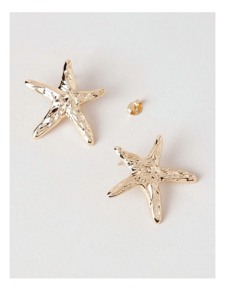 Diamante Starfish Earrings in Gold image 2