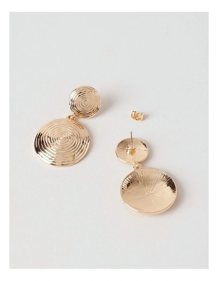 Textured Disc Earring in Gold image 3