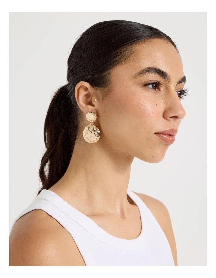 Textured Disc Earring in Gold image 4