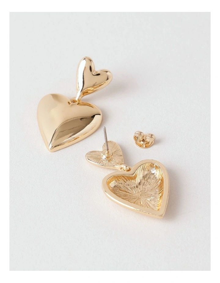 Heart Earrings in Gold image 3