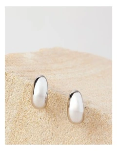Curved Earring in Rhodium