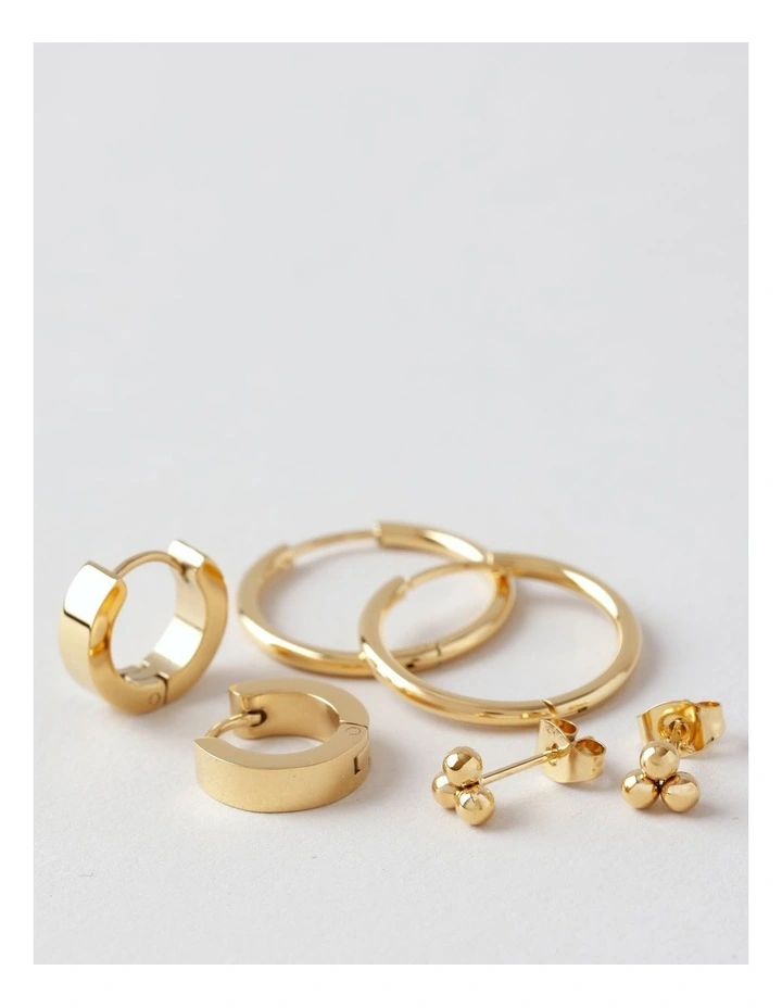 Stud and Hoop 3 Pack Earring in Gold image 1