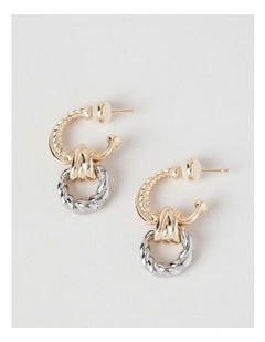 Two Tone Twist Earrings in Gold/ Silver