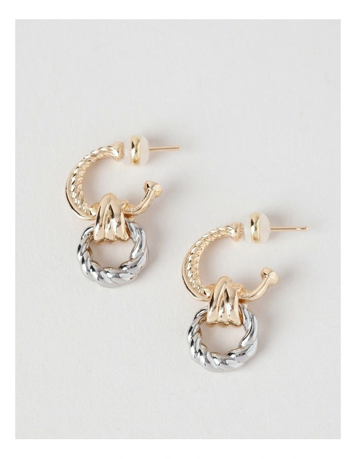 Two Tone Twist Earrings in Gold/ Silver image 1