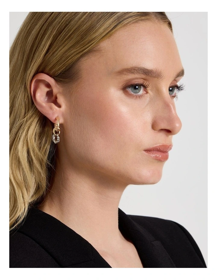 Two Tone Twist Earrings in Gold/ Silver image 2