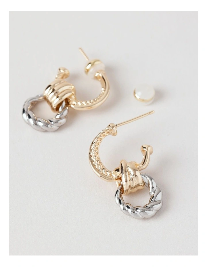 Two Tone Twist Earrings in Gold/ Silver image 3