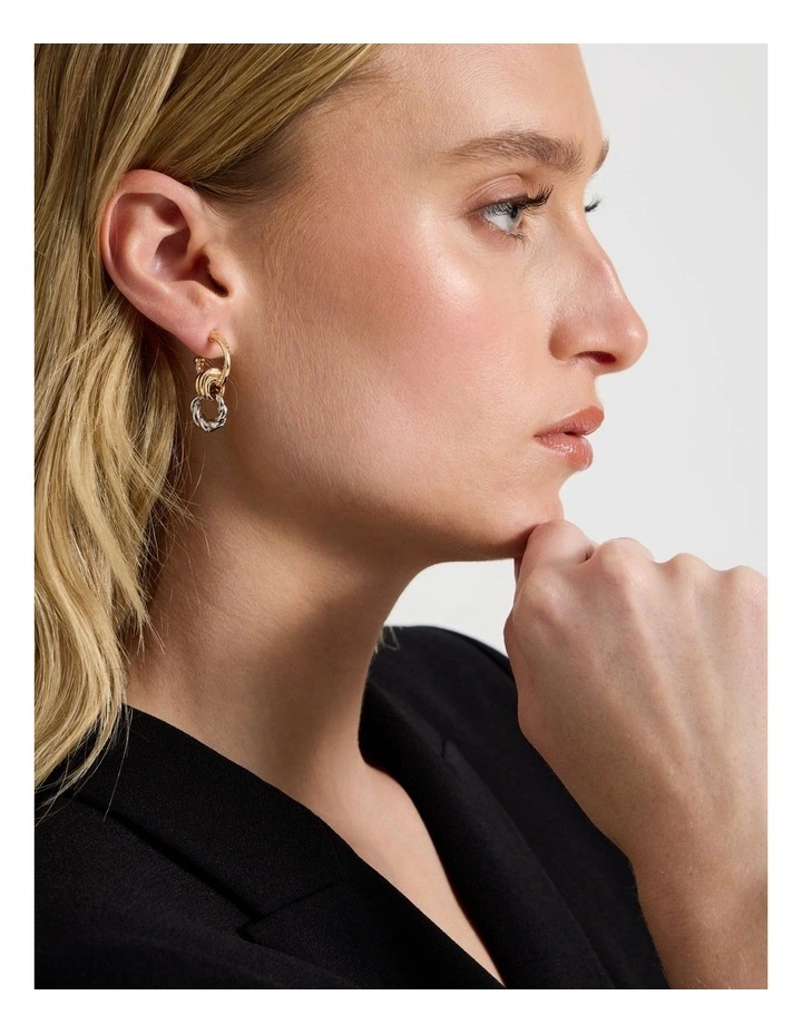 Two Tone Twist Earrings in Gold/ Silver image 4