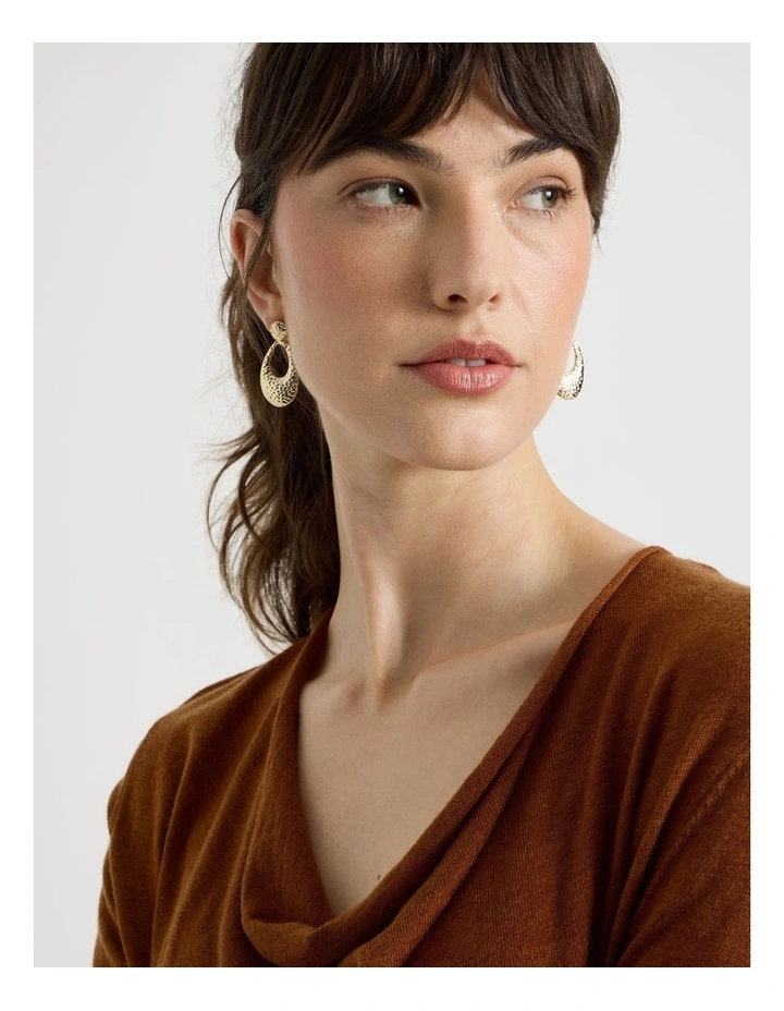 Textured Drop Earring in Gold image 2