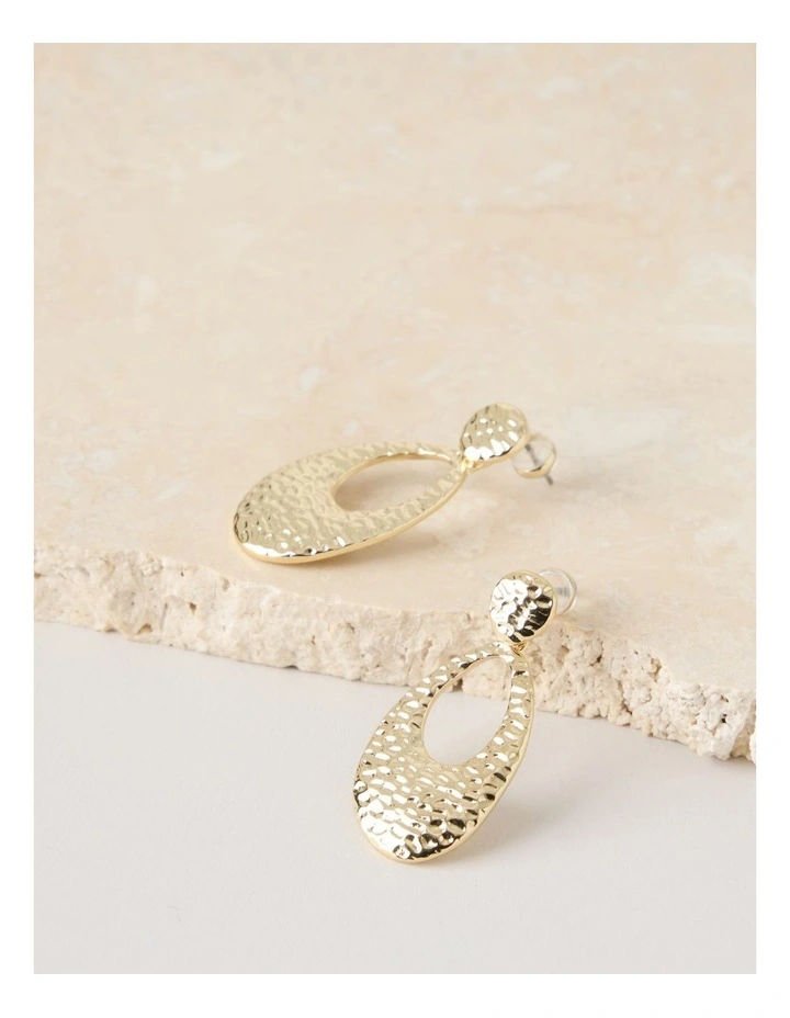 Textured Drop Earring in Gold image 3