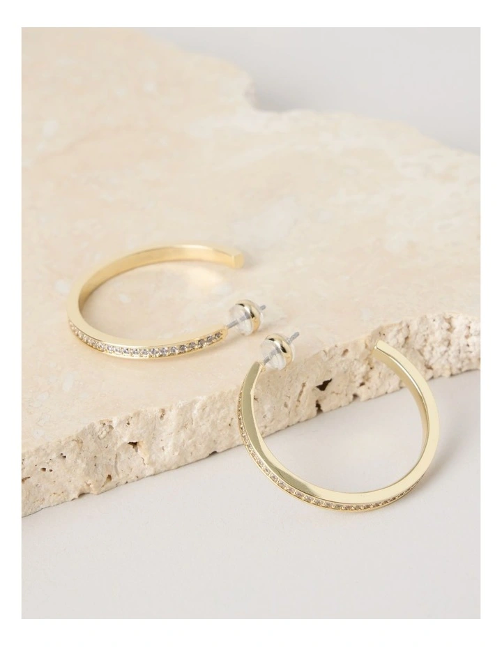 Diamante Open Hoop in Gold image 2