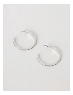 Diamante Open Hoop in Silver