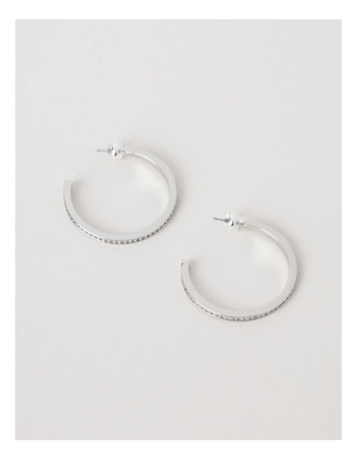 Diamante Open Hoop in Silver image 1
