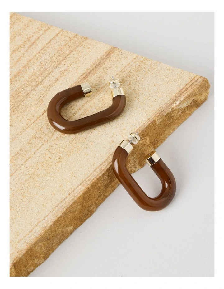 Tigereye Resin Hoop Earrings image 2