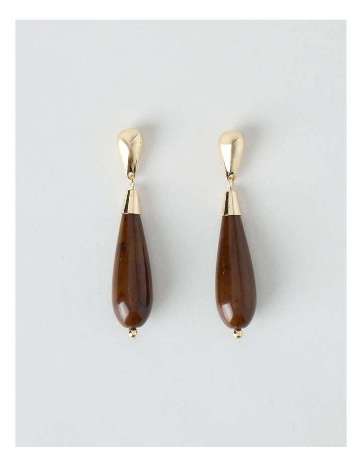Tiger Eye Resin Drop Earrings image 2