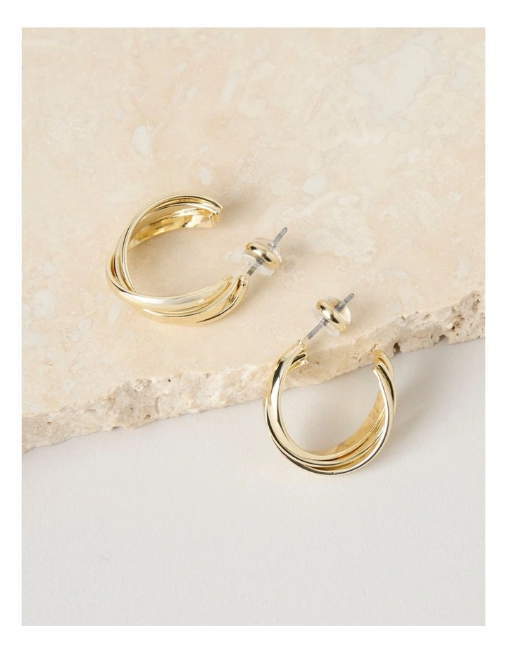 Texture Hoop Earring in Gold image 2