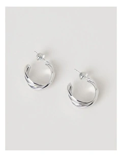 Texture Hoop Earring in Silver