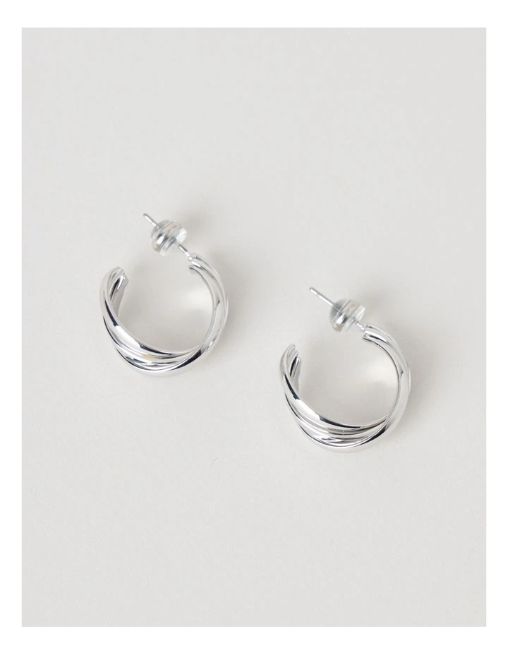 Texture Hoop Earring in Silver image 1