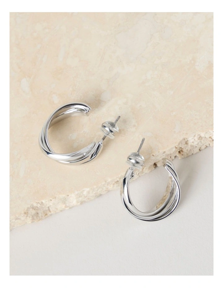 Texture Hoop Earring in Silver image 2