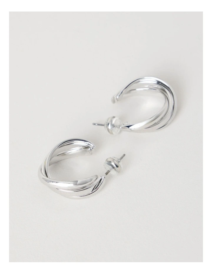 Texture Hoop Earring in Silver image 3