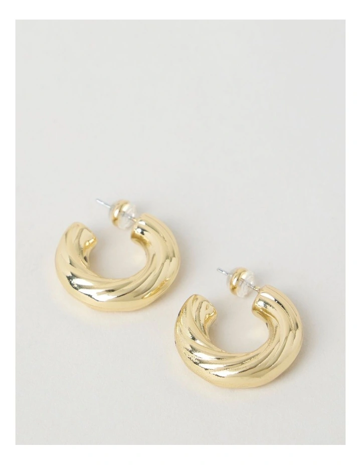 Chunky Twist Hoops in Gold image 1