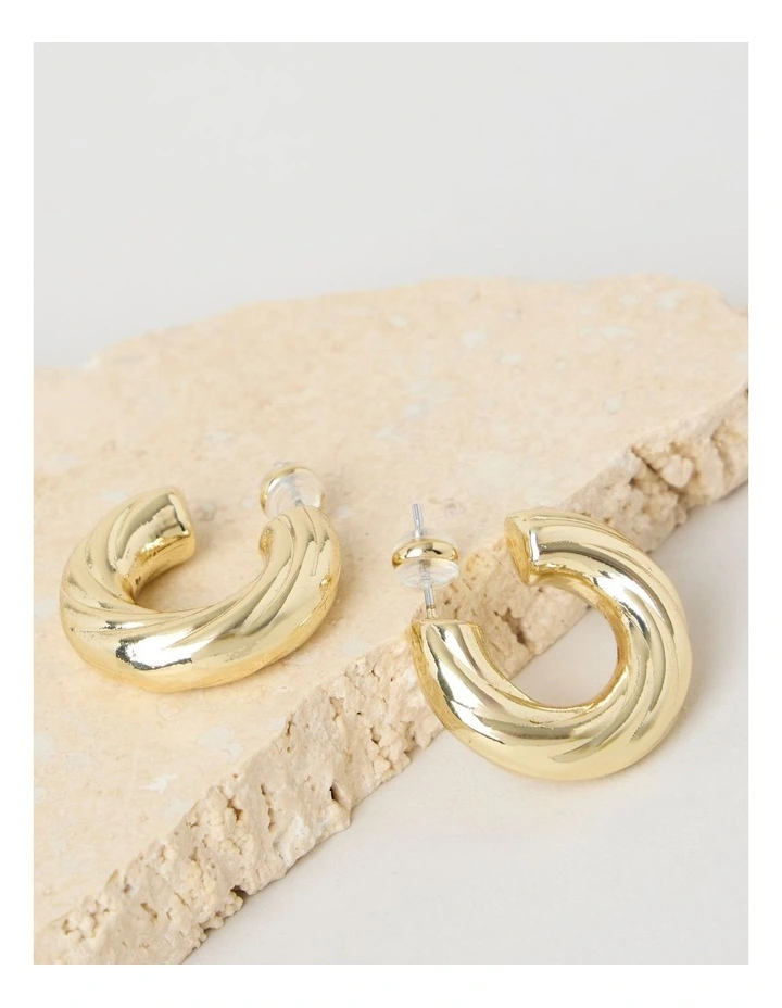 Chunky Twist Hoops in Gold image 3