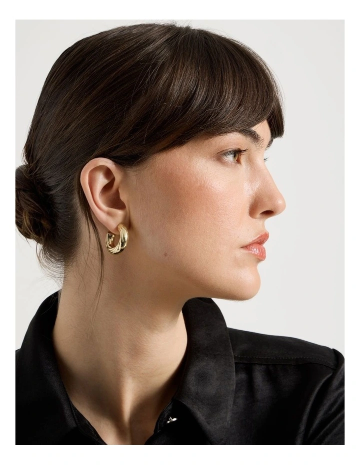 Chunky Twist Hoops in Gold image 4