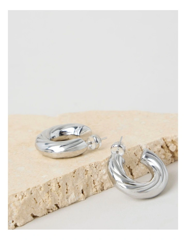 Chunky Twist Hoops in Silver image 1