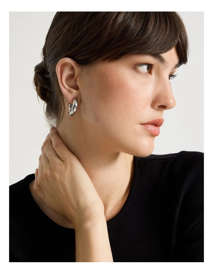 Chunky Twist Hoops in Silver image 2