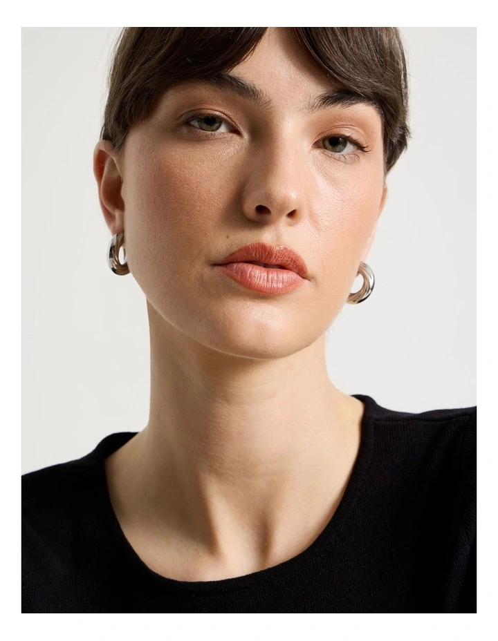 Chunky Twist Hoops in Silver image 4