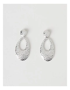 Textured Drop Earring in Silver