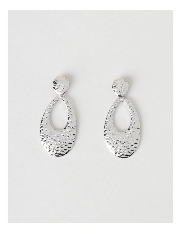 Textured Drop Earring in Silver image 1