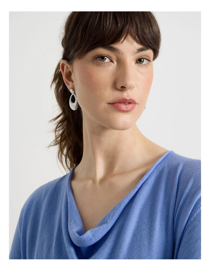 Textured Drop Earring in Silver image 2