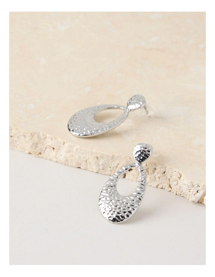 Textured Drop Earring in Silver image 3