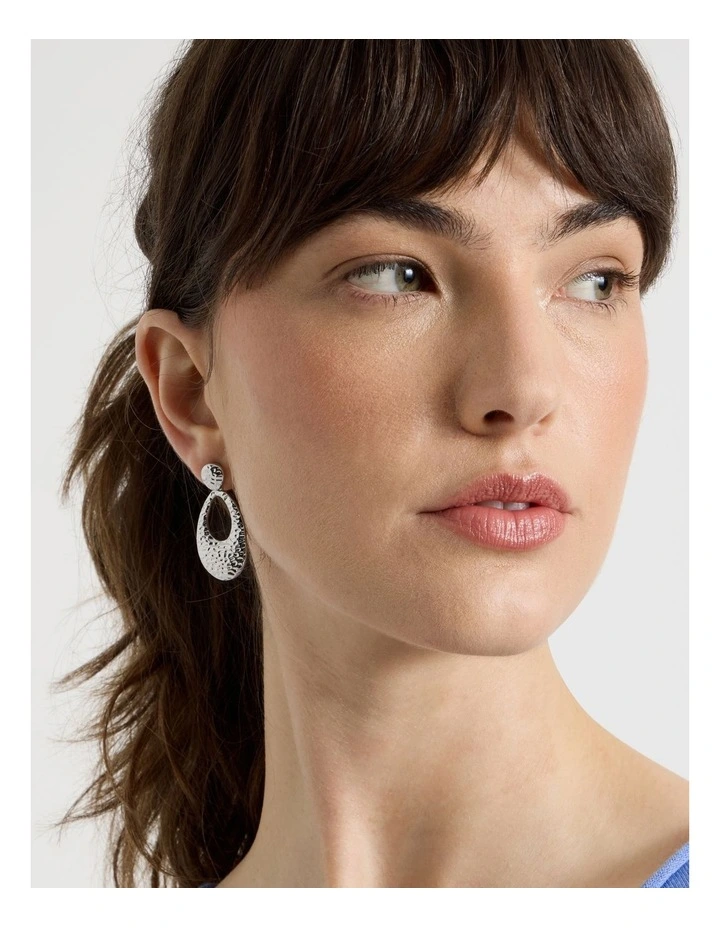 Textured Drop Earring in Silver image 4