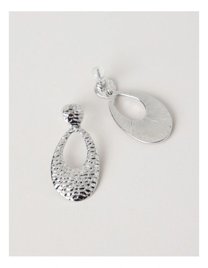 Textured Drop Earring in Silver image 5
