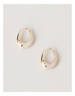 Twisted Diamante Hoops in Gold