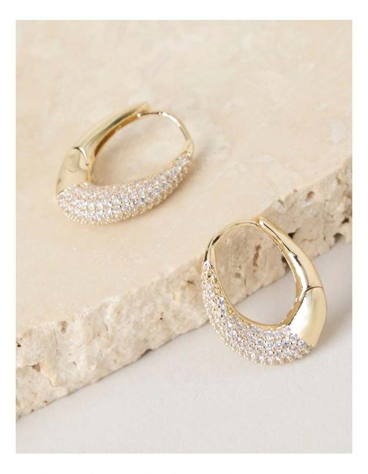 Twisted Diamante Hoops in Gold image 2