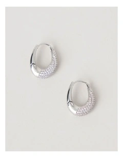 Twisted Diamante Hoops in Silver