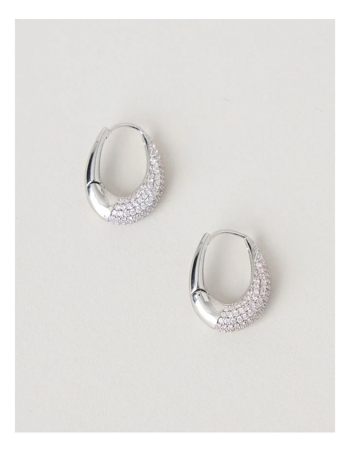 Twisted Diamante Hoops in Silver image 1