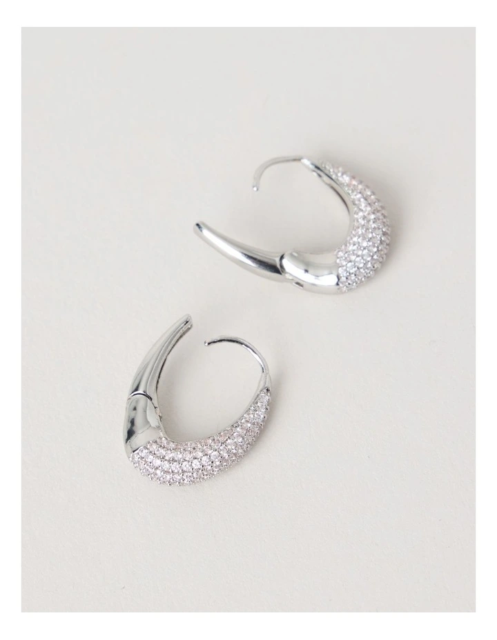 Twisted Diamante Hoops in Silver image 3
