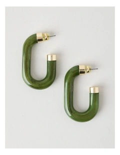 Forest Resin Hoop Earrings in Green