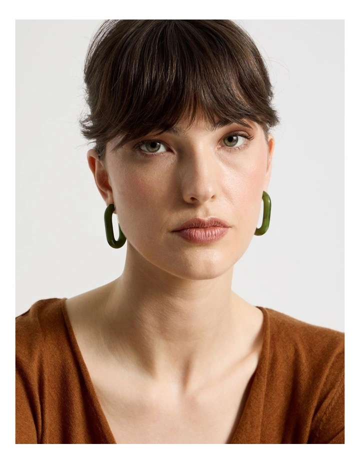 Forest Resin Hoop Earrings in Green image 2