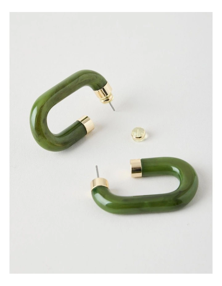 Forest Resin Hoop Earrings in Green image 3