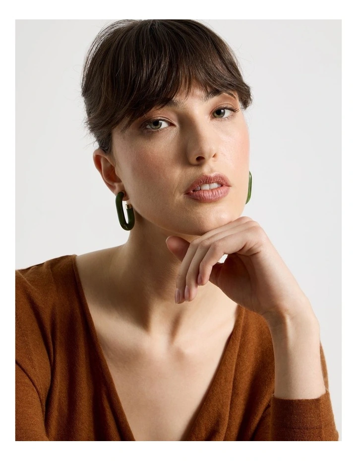 Forest Resin Hoop Earrings in Green image 4