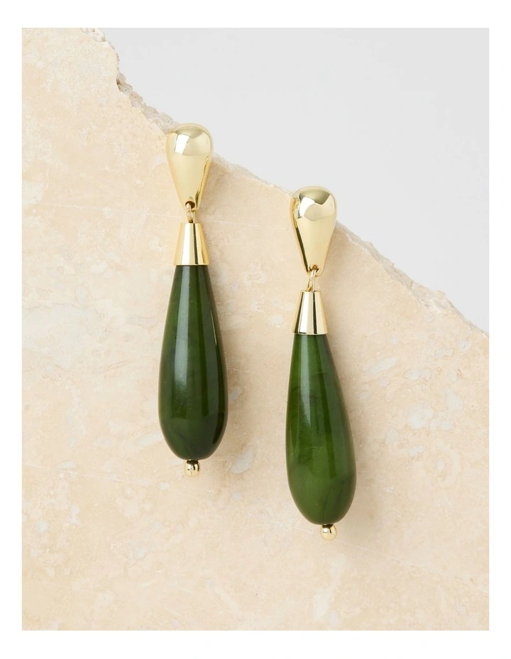 Forest Resin Drop Earrings in Green image 1