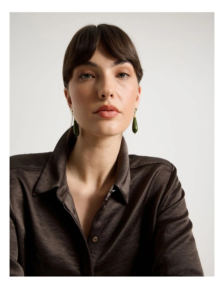 Forest Resin Drop Earrings in Green image 2