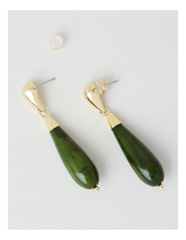 Forest Resin Drop Earrings in Green image 3